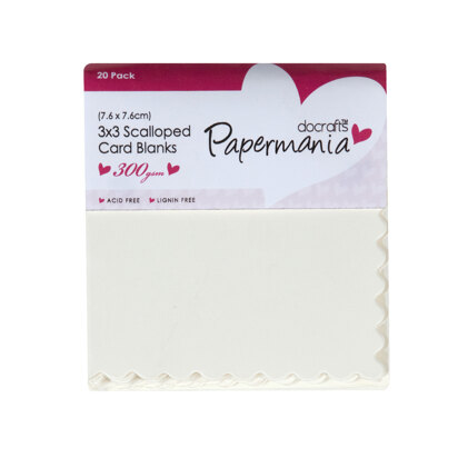 Papermania 3 x 3 Cards/Envelopes Scalloped (20pk 300gsm) - Cream