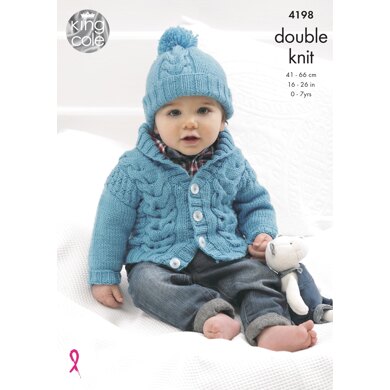 Cardigans and Hat in King Cole Cherished DK - 4198 - Downloadable PDF