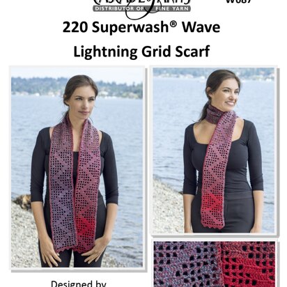 Lightning Grid Scarf in Cascade 220 Superwash Wave - W687 - Downloadable PDF