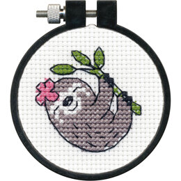 Dimensions Learn-A-Craft Sloth 3in Round Counted Cross Stitch Kit