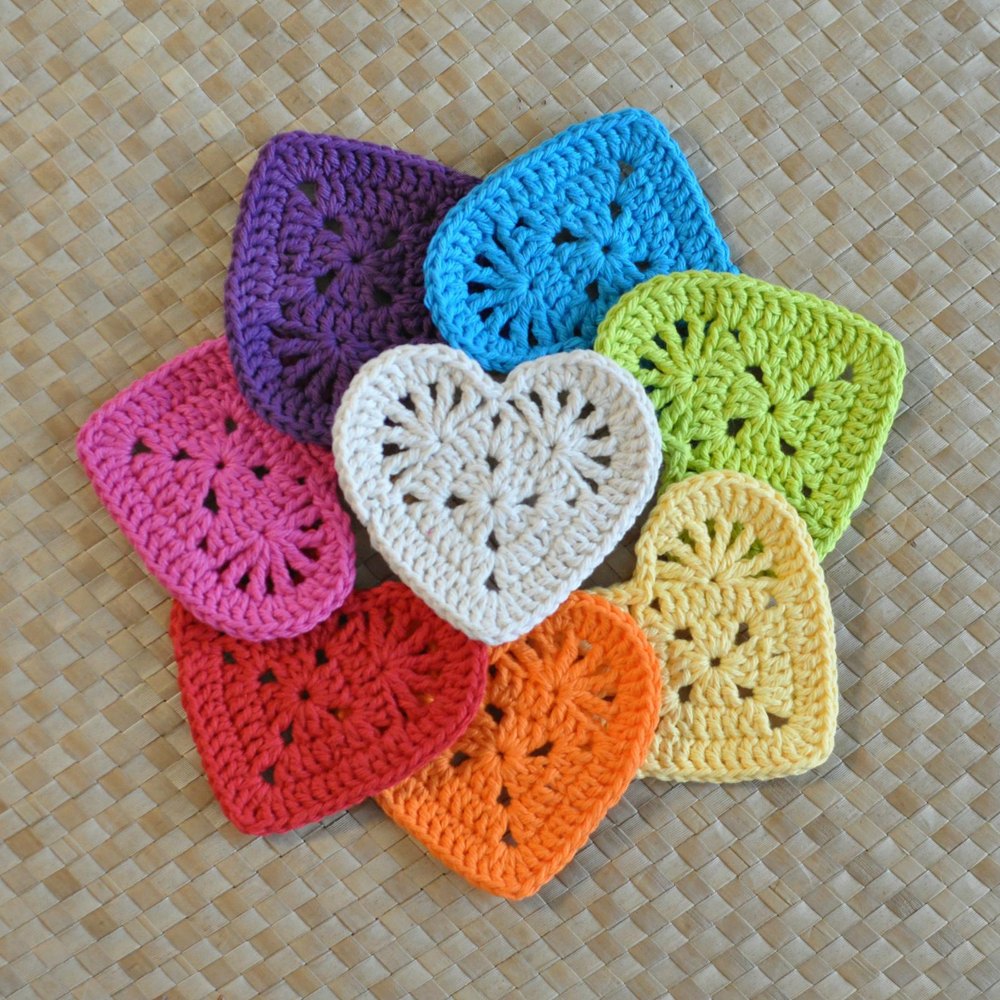 Red  heart crochet coasters