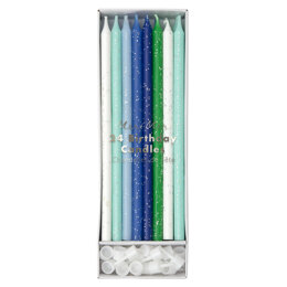 Meri Meri Blue And Green Glitter Candles (Blue Glitter Candles)