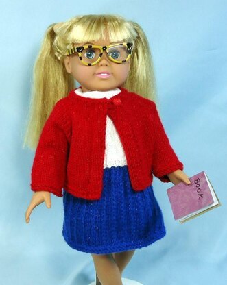 First Day of School, Knitting Patterns fit American Girl and other 18-Inch Dolls