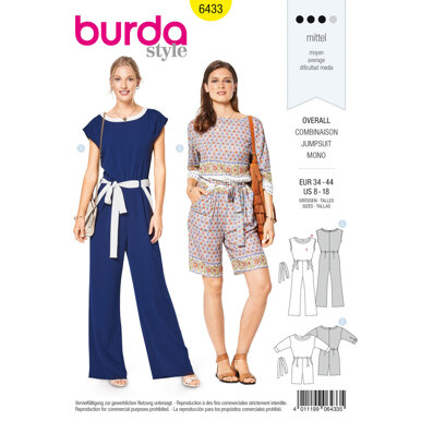 Burda Style Women's Summer Jumpsuit B6433 - Paper Pattern, Size 8-18