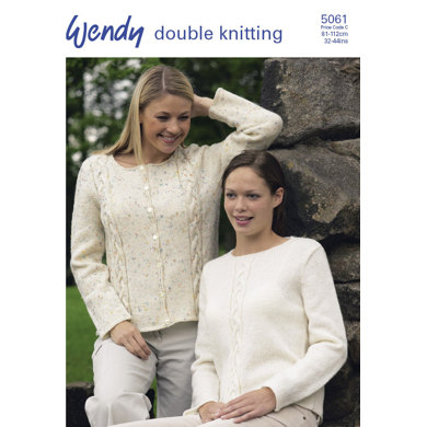 Sweater & Cardigan with Cabel Panel in Wendy Merino DK - 5061