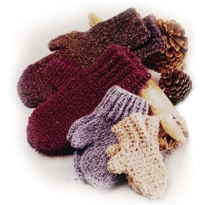 Crochet Family of Mittens in Lion Brand Homespun - 10116-C