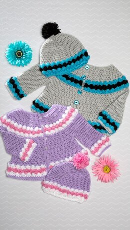 Baby Crochet Cardigan and Cap Set in Premier Yarns Everyday - PEBC001 - Downloadable PDF