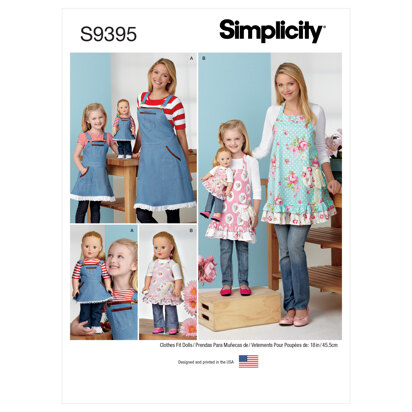 Simplicity Aprons for Misses, Children and 18" Doll S9395 - Sewing Pattern
