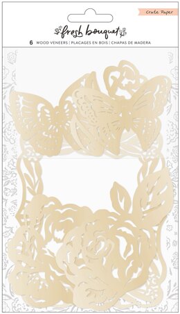 American Crafts Fresh Bouquet Wood Veneer Shapes 6/Pkg - W/Gold Foil