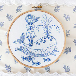 Tamar Girl and a Whale Embroidery Kit - 6in