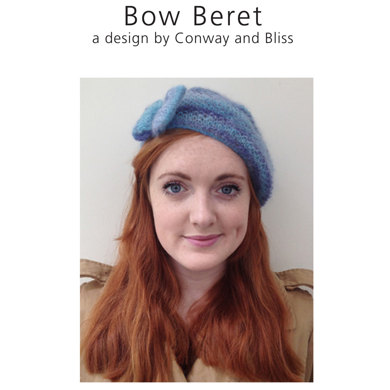 "Bow Beret" : Beret Knitting Pattern for Women in Debbie Bliss Lace | 2 Ply Yarn