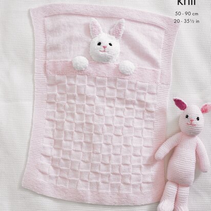Baby Blankets and Bunny Rabbit Toy in King Cole DK - 4006 - Downloadable PDF