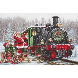 Luca-S Kreuzstich-Sticket „Weihnachtsmann-Express“ - 42 cm x 28 cm