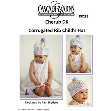 Corrugated Rib Child's Hat in Cascade Cherub DK & Multis - DK283