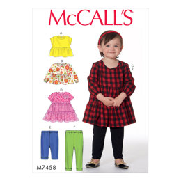 McCall's Toddlers' Gathered Tops, Dresses and Leggings M7458 - Sewing Pattern