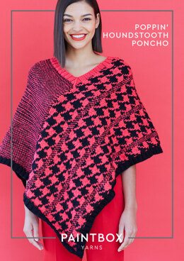 Poppin' Houndstooth Poncho - Free Knitting Pattern For Women in Paintbox Yarns Simply Aran