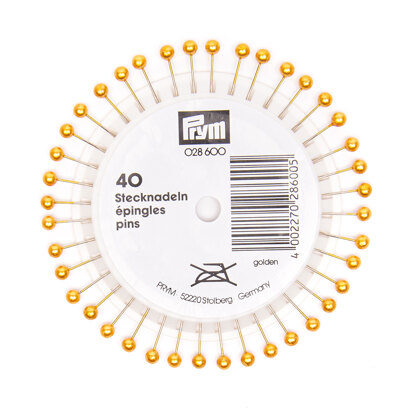 Prym Pearl-Headed Pins 0.58 x 40 mm Gold Colour