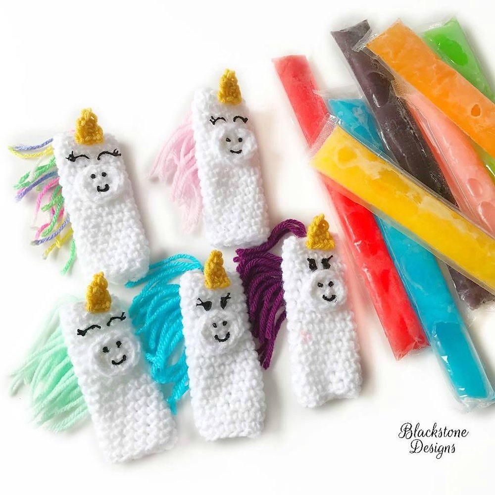 Unicorn Ice Pop Holders Crochet pattern by Sonya Blackstone.