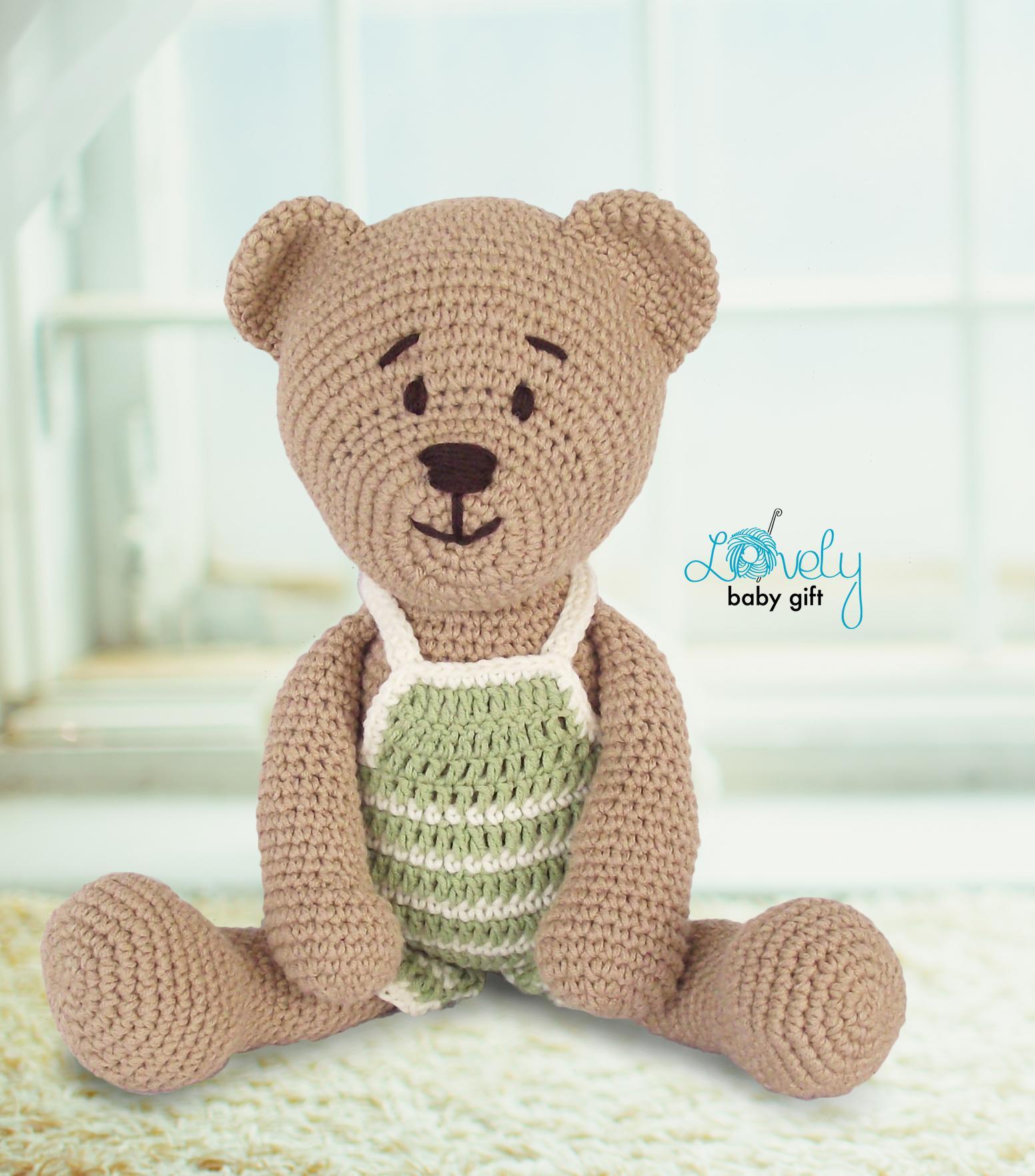 Handmade bear Soft teddy bear Knitted bear in a dress Crochet teddy bear Personalized embroidery Stuffed toy handmade Gift