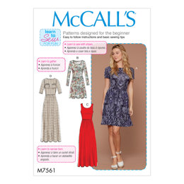 McCall's Misses' Pullover, Gathered-Waist Knit Dresses with Sleeve and Hem Options M7561 - Sewing Pattern