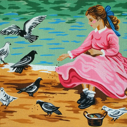 Gobelin-L Classic Pigeons And A Girl Tapestry Kit - 50cm x 40cm