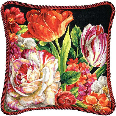 Dimensions Bouquet on Black Tapestry Kit - 35.5 x 35.5 cm
