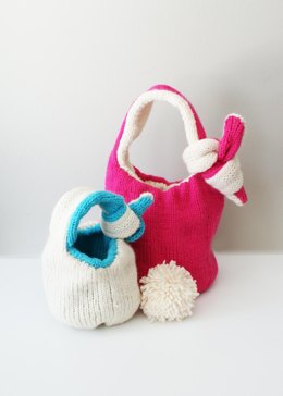 Knit Bunny Baskets, Adjustable and Reversible (bowls004)