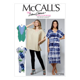 McCall's Misses' Loose-Fitting V-Neck Pullover Tunic and Dresses with Shoulder and Length Variations M7596 - Sewing Pattern