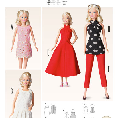Burda Style Doll Clothes, Accessories Sewing Pattern B6960 - Paper Pattern, Size One Size