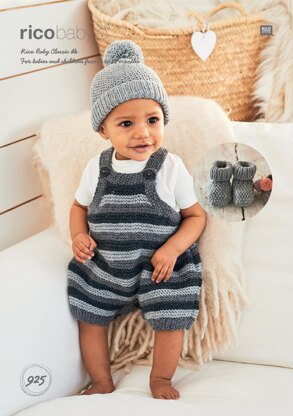 Romper, Hat and Booties in Rico Baby Classic DK - 925 - Downloadable PDF