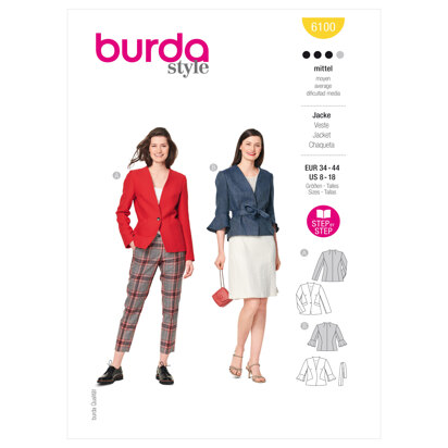 Burda Style Misses' Jacket B6100 - Paper Pattern, Size 8-18