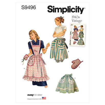 Simplicity Misses' Vintage Apron S9496 - Sewing Pattern, One Size