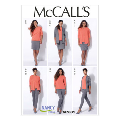 McCall's Misses' Cardigan, T-Shirt, Pencil Skirt and Leggings M7331 - Sewing Pattern
