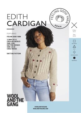 Edith Cardigan in Wool and the Gang Feeling Good Yarn - V778670452 - Leaflet