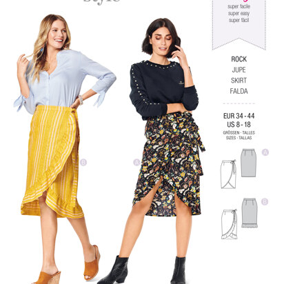 Burda Style Misses' Wrap Skirt with Waistband and Tie Bands B6200 - Paper Pattern, Size 8-18