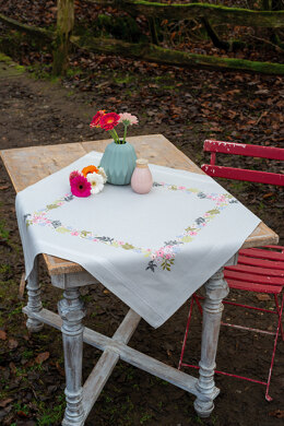 Vervaco Flowers & Leaves Tablecloth Cross Stitch Kit - 80cm x 80cm
