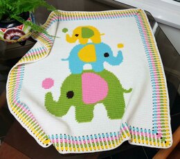 CROCHET Baby Blanket - Three Elephants