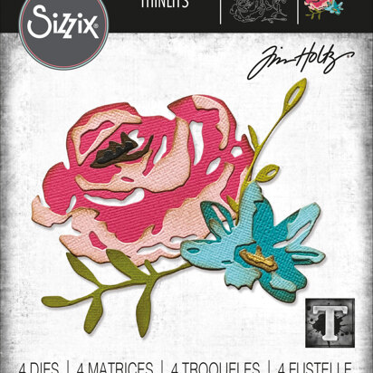 Sizzix Thinlits Die Set Brushstroke Flowers #4 by Tim Holtz