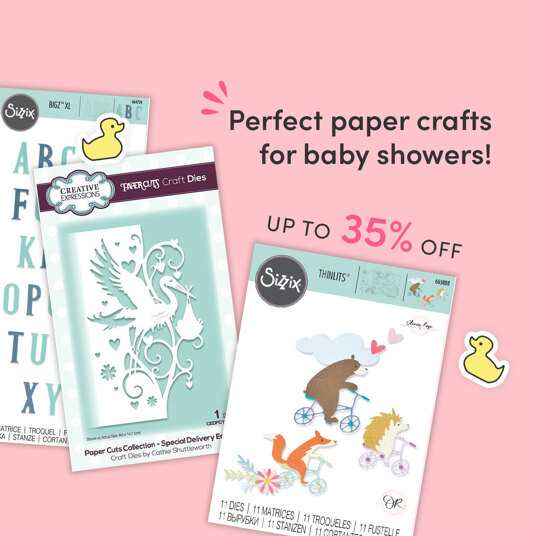 Up to 35 percent off paper craft for baby shower!