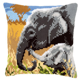 Vervaco Elephant Love Cushion Front Chunky Cross Stitch Kit - 40cm x 40cm