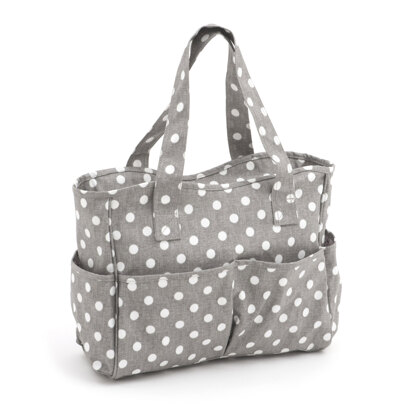 Hobbygift Grey Linen Polka Dot Craft Bag
