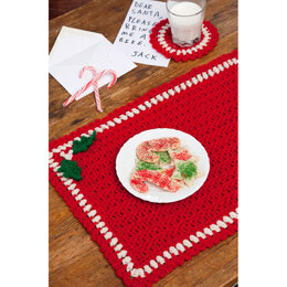 Holiday Placemat Set in Red Heart Holiday - LW2636EN - Downloadable PDF