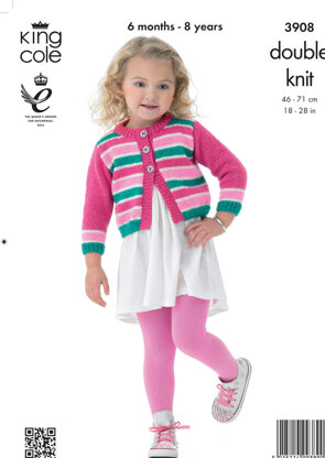 Girls' Dress and Cardigan in King Cole Big Value Baby DK - 3908