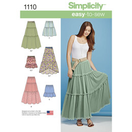 Simplicity Women's Tiered Skirt with Length Variations 1110 - Paper Pattern, Size A (XXS-XS-S-M-L-XL-XXL)