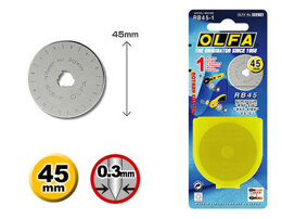 Olfa Rotationsmesser mit gerader Kante, 1 Stück, 45 mm (RB45-1)“