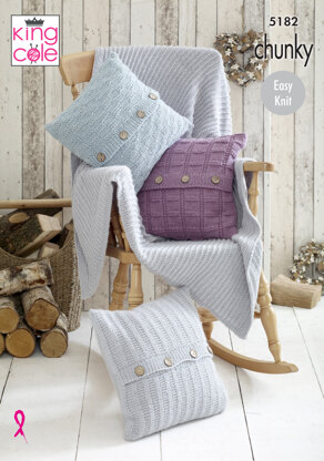 Blanket & Cushions in King Cole Timeless Chunky - 5182 - Leaflet