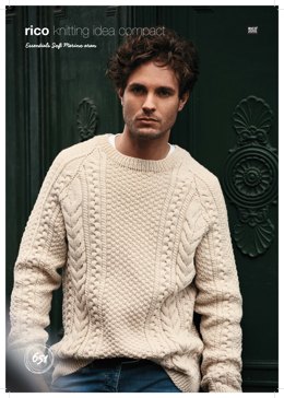 Cable Sweater in Rico Essentials Soft Merino Aran - 651 - Leaflet