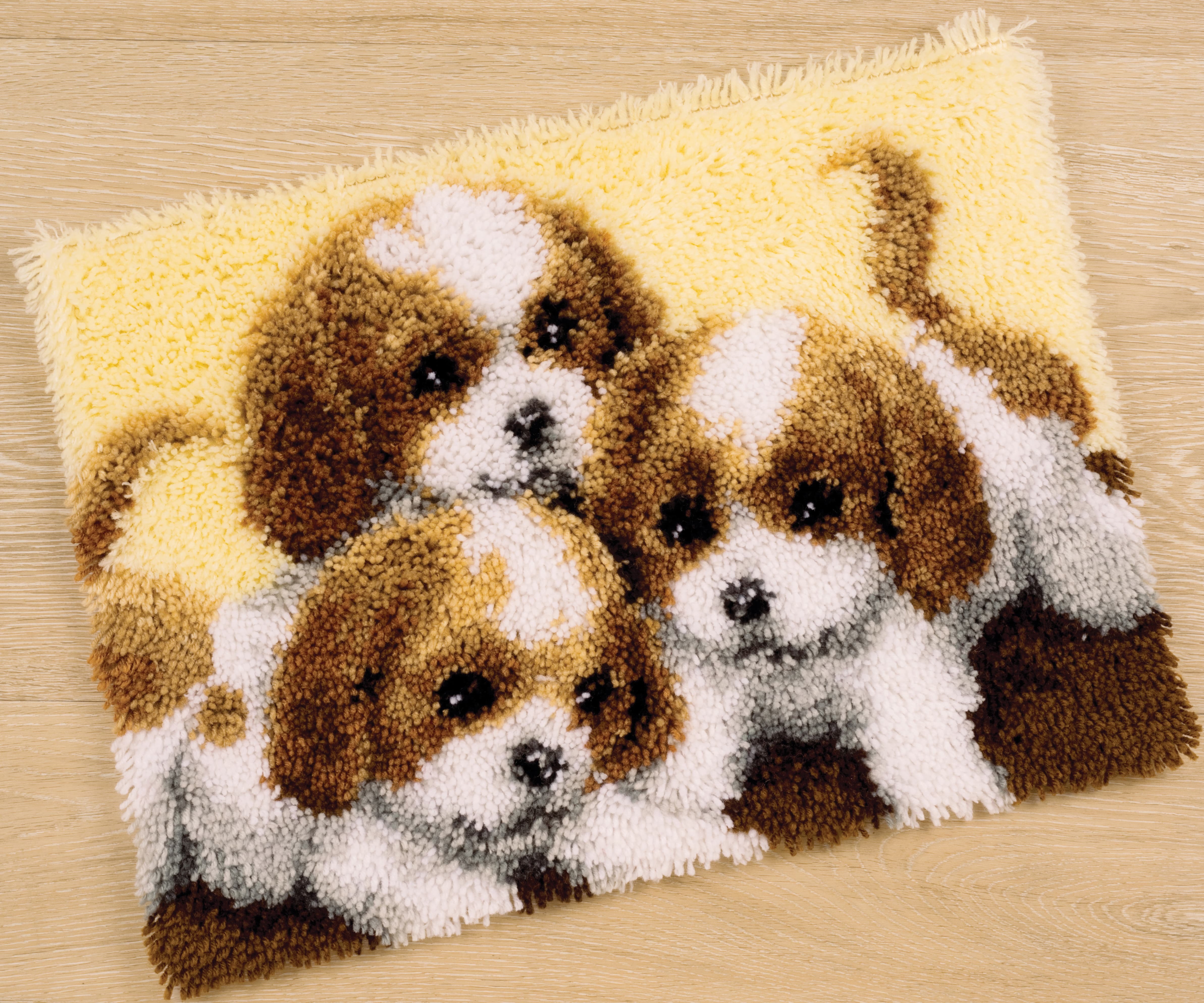 Puppies Latch Hook Rug Cushion Kits for Children DIY Latch Hooking Crafts 