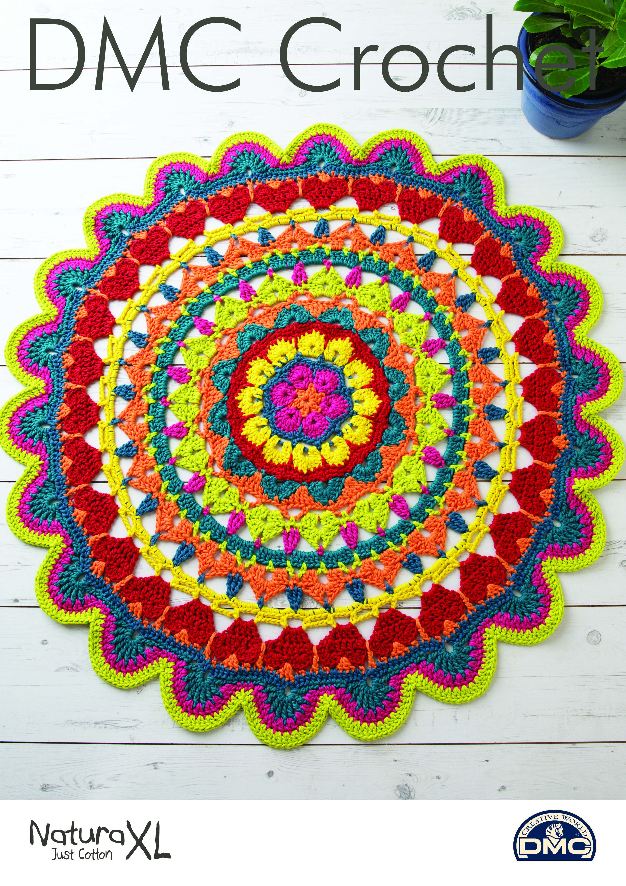 D14894L2 DMC Home Colourful Throw Natura Crochet Pattern 4 Ply 