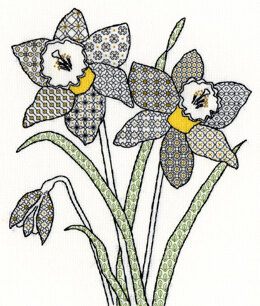 Bothy Threads Daffodils Blackwork Cross Stitch Kit - 28cm x 33cm